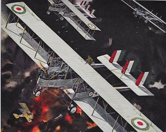 The Hi-Jacking Hero - Original Military Print / Litho 1960's (ww1 plane fighter pilot willis fitch royal italian air force aviation pola)