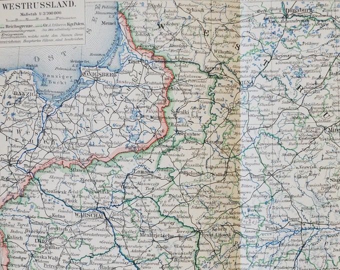 Baltic / Ukraine - original antique map from 1902 (country, city, province, region, metropolitan area, continent, europe, russia, poland)