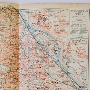 Wien Metropolitan - original antike Karte von 1902 (Land, Stadt, Provinz, Region, Österreich, Wien, Donau, Donau, Österreich)
