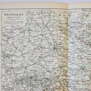 Westfalen (Deutschland) - original antike Karte von 1902 (Land, Stadt, Provinz, Region, Westfalen, Münster, Lippe, Düsseldorf, Krefeld)