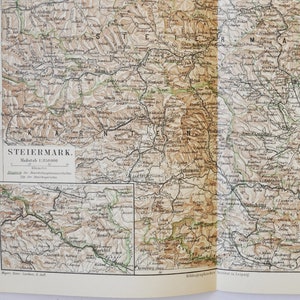 Steiermark / Steiermark - original antike Karte von 1902 (Land, Stadt, Provinz, Region, Metropolregion, Kontinent, Europa, Österreich, Graz)