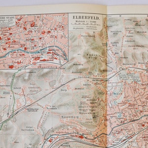 Elberfeld - original antike Karte von 1902 (Land, Stadt, Provinz, Region, Metropolregion, Kontinent, Deutschland, Innenstadt, Wuppertal)