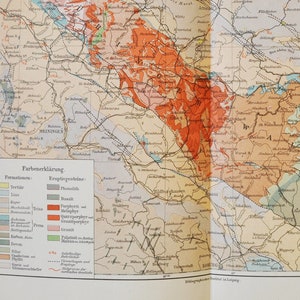 Geologisches Thüringen / Thüringen (Deutschland) - original antike Karte von 1902 (Land, Stadt, Provinz, Region, Metropolregion, geologische)