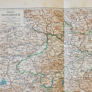 OÖ - original antike Landkarte von 1902 (Land, Stadt, Provinz, Region, Metropolregion, Ober-Österreich, Nord, Linz, Donau)