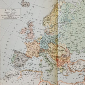 ヨーロッパ - 1902 年のオリジナルのアンティーク マップ (国、都市、州、地域、大都市圏、地理、大陸、ドイツ、フランス、イギリス)