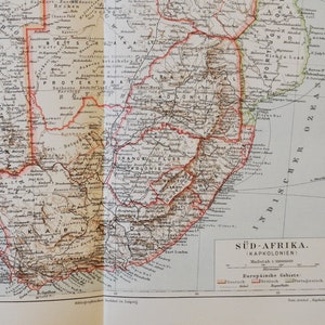 Südafrika - original antike Karte von 1902 (Land, Stadt, Provinz, Kapland, Natal, Damaraland, Transvaal, Kolonial, Portugal, Britisch)