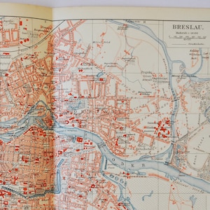 Breslau / Breslau (Schlesien / Polen) - original antike Karte von 1902 (Land, Stadt, Provinz, oder, baltisches Meer, Sudetengebirge, Europa)