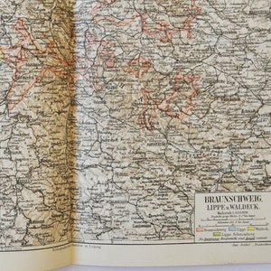 Braunschweig / Braunschweig (Deutschland) - original antike Karte von 1902 (Land, Stadt, Provinz, Lippe, Waldeck, Hannover Nordhausen Magdeburg)