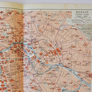 Berlin Downtown - original antike Karte von 1902 (Land, Stadt, Provinz, Europa, Deutschland, Spree, Tiergarten Friedrichs Hain Rathaus)