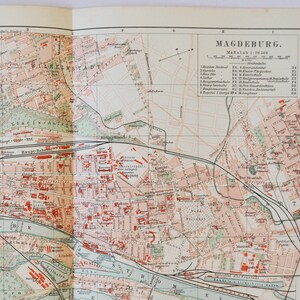 Magdeburg - original antike Karte von 1902 (Land, Stadt, Provinz, Region, Metropolregion, Kontinent, Deutschland, Innenstadt, Elbe)
