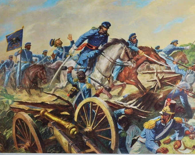 Remember Your Regiment - Original Military Print from 1950s (us army in action usa confederate civil war Captain May Resaca de la Palma)