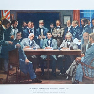 L&#39;American Pharmaceutical Association, Stampa Medica Originale / Poster 1950 (storia, farmacia, medicina, medicina, philadelphia)