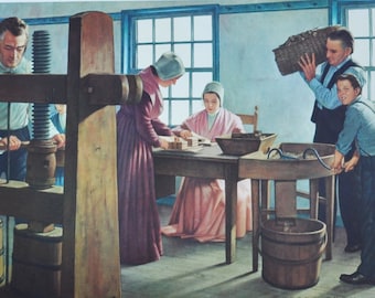 The Shakers and Medicinal Herbs - Original Medical Print / Poster 1950s (history, pharmacy, medicine, Quakers, Friends Church, Jane Wardley)