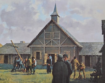 Sainte-Marie Among the Hurons - Original History Print from 1967 (Canada, New France, jesuits, Wye River Midland, Quebec, Christian Island)