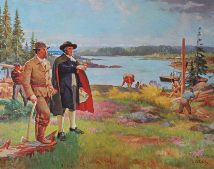 Birth of Victoria B.C. - Original History Print from 1967 (Canada, James Douglas, Vancouver Island, Hudson Bay Company, Cadboro Bay, Fort)