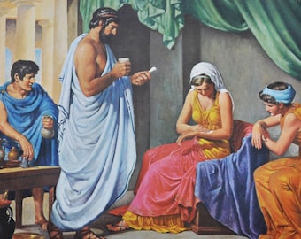 Galen (130-200 A.D.), Original Medical Print / Poster 1950s (history, pharmacy, medicine, science, galenicals, cold cream, drug, galenus)