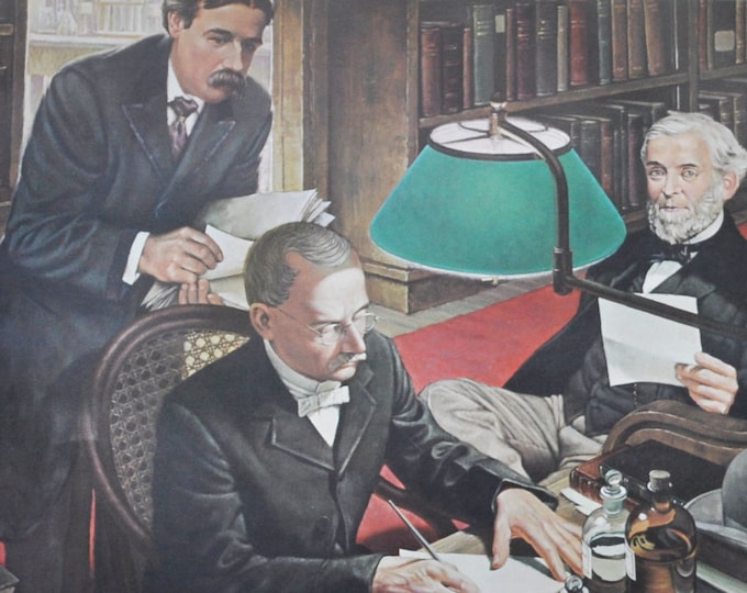 The Pharmacopoeia Comes of Age, Original Medical Print / Poster 1950s (history pharmacy medicine rice remington squibb pharmacopeia doctor)