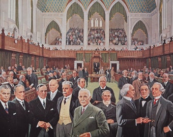 Prime Ministers of Canada 1867-1967 - Original History Print from 1967 (Canada, John A Macdonald, Mackenzie, Abbott, Thompson, Diefenbaker)