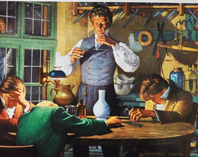 Friedrich Serturner First Alkaloid Chemist, Original Medical Print / Poster 1950s (history, pharmacy, medicine, german)