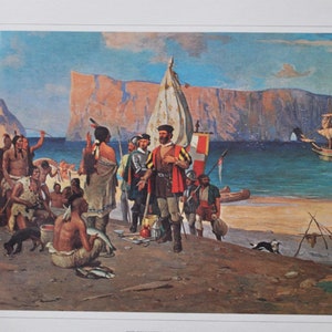 The Discovery of Canada - Original History Print from 1967 (jacques cartier, france, north-west passage, perce rock, quebec, saint lawrence)