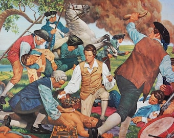 America's First Apothecary General - Original Medical Print / Poster 1950s (history, pharmacy, medicine, Andrew Craigie American Revolution)