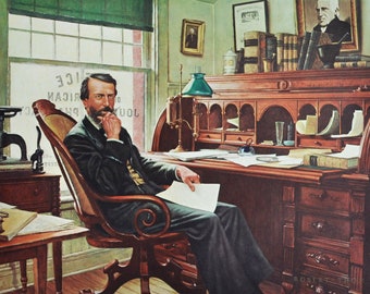 William Procter Father of American Pharmacy, Original Medical Print / Poster 1950s (history, pharmacy, medicine, medical, philadelphia)