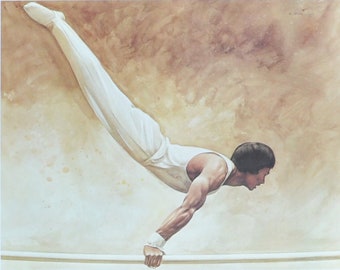 Gymnast - Original Sport Print/Poster - from the 1970s - olympics / olympic games / gymnastics / bars / balance beam