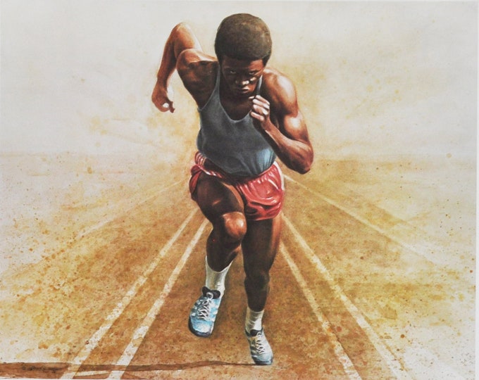 The Sprinter - Original Sport Print/Poster - from the 1970s (olympics, olympic games, running, sprinting, track and field, 100m, 100 metres)