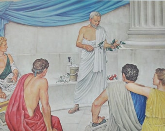 Theophrastus Father of Botany, Original Medical Print / Poster 1950s (history, medicine, greece, lesbos, herbs, plants, plato, aristotle)