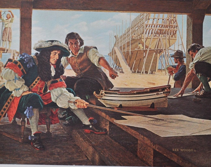 Canada's First Shipyard - Original History Print from 1967 (british north america, pontgrave, port royal, Jean Talon, St Charles river)