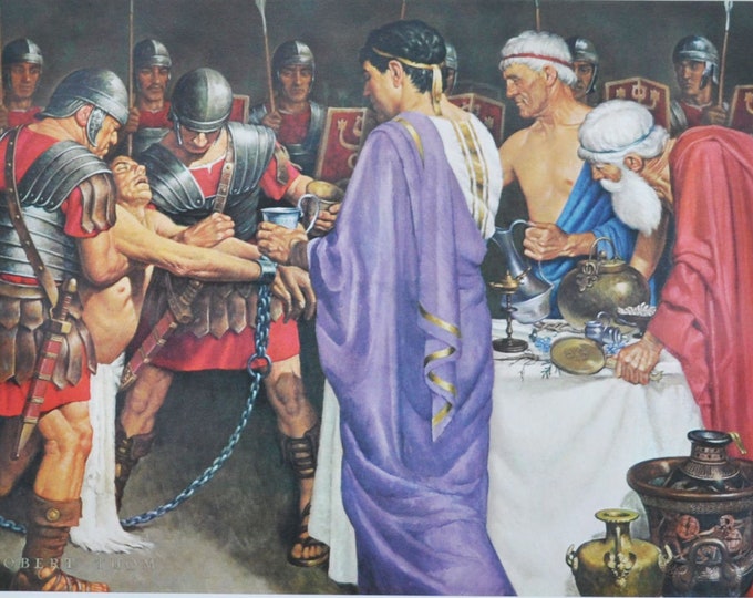 Mithridates The Royal Toxicologist, Original Medical Print / Poster 1950s (history, medicine, medical, pontus, poison, greek, mithradates)