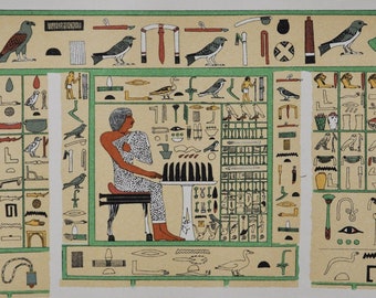 Egyptian Hieroglyphs - Original Antique Print - 1906 (Ancient Egypt writing history Anthropology The Nile Papyrus Tomb Cairo rahotep meidum)