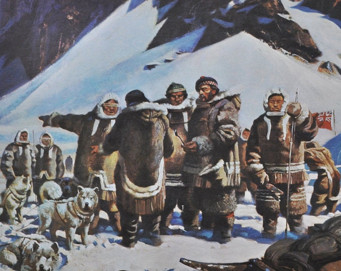 Dr John Rae finds Franklin Relics, Pelly Bay - Original History Print from 1968 (canada, hudson bay, fur trade, explorer, northwest passage)