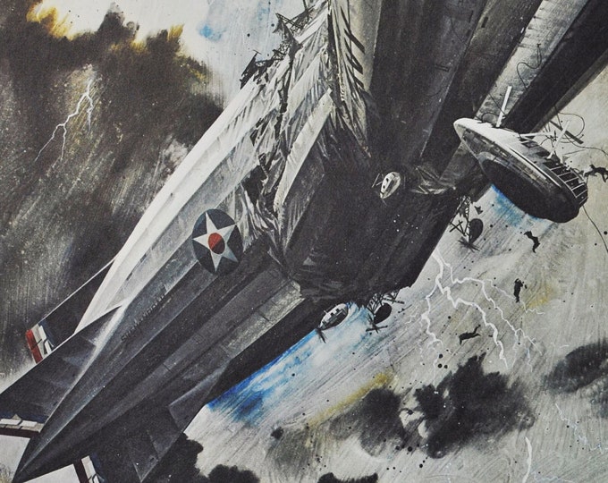 Requiem For The Daughter Of The Skies - Original Military Print / Litho 1960's (ww1 plane fighter pilot aviation history zr-1 shenandoah)