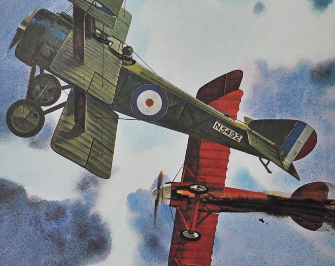 The Boy in the Dark Trunks - Original Military Print / Litho 1960's (ww1 plane, fighter pilot, aircraft, canada, Raymond Collishaw, Sopwith)