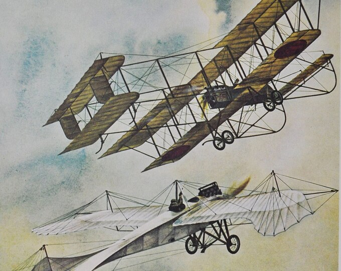China's German Air Force - Original Military Print / Litho 1960's (ww1 plane, fighter pilot, Gunther Pluschow, Tsing-Tao, Maurice Farman)