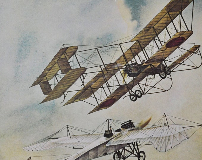 China's German Air Force - Original Military Print / Litho 1960's (ww1 plane, fighter pilot, Gunther Pluschow, Tsing-Tao, Maurice Farman)