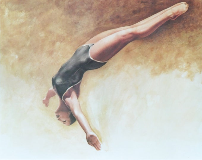 Diver - Original Sport Print/Poster - from the 1970s - olympics / olympic games / diving / swimming / jumping / pool