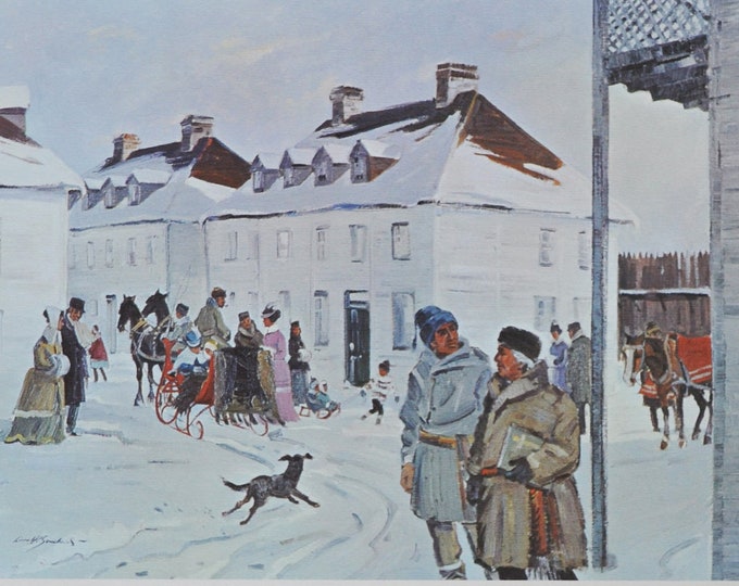 Fort Edmonton - Original History Print from 1968 (canada, hudson bay, trading post, edmonton house, north west, augustus, metis, prairies)