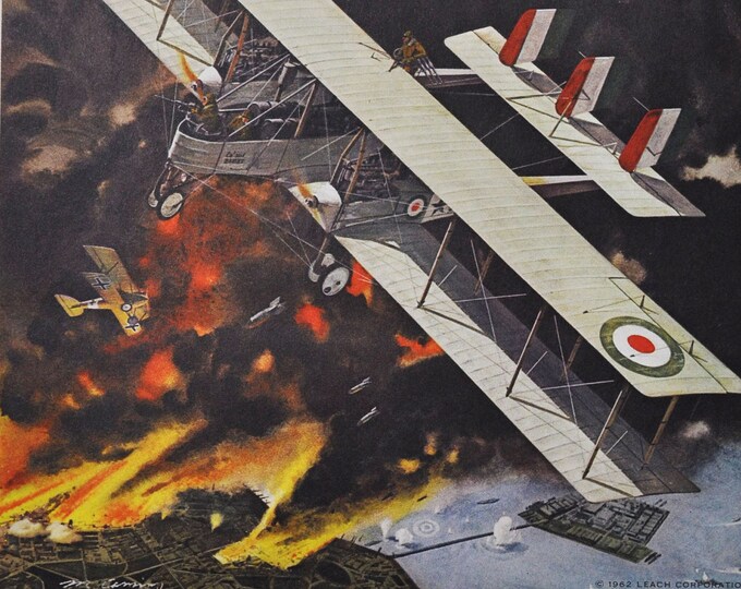 The Hi-Jacking Hero - Original Military Print / Litho 1960's (ww1 plane fighter pilot willis fitch royal italian air force aviation pola)