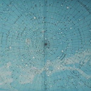 Zuidpoolsterrenkaart - originele antieke print 1922 (astronomie heelal sterren planeet zon zonnestelsel hemelse lithografie)