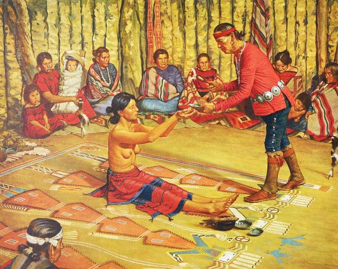 Primitive Medicine Original Medical Print / Poster (history, medicine, pharmacy, tribes, natives, pharmacopoeia, healing)