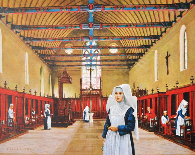 Medieval Hospitals Original Medical Print / Poster (history, medicine, medical, pharmacy, healing, surgery, illness, disease)