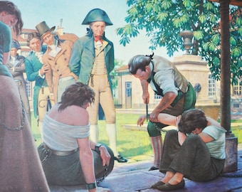 Philippe Pinel Unchains the Insane Original Medical Print / Poster (history, medicine, medical, pharmacy, french, physician)