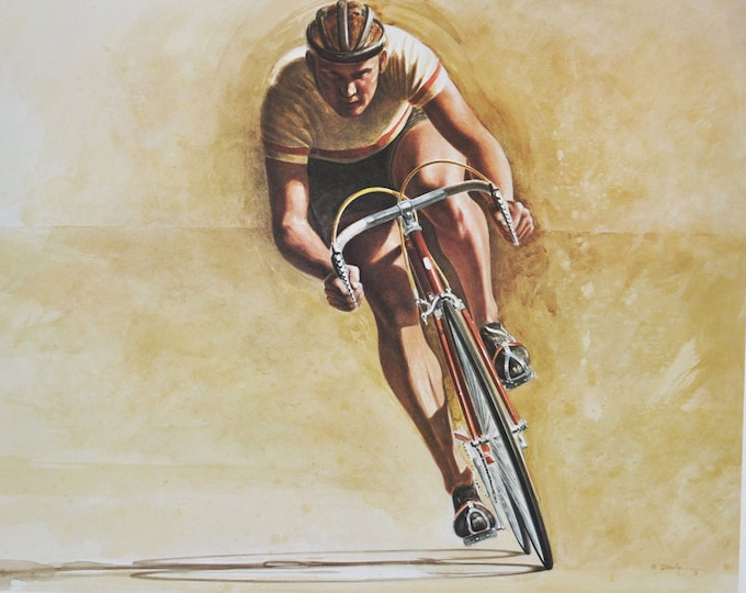 Cyclist - Original Sport Print/Poster - from the 1970s - olympics / olympic games / cycling / racing / tour de france