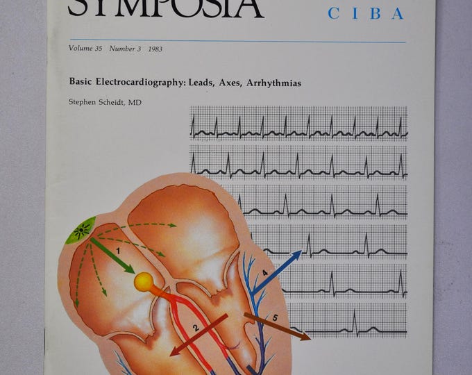 1983 Clinical Symposia booklet - subject: Basic Electrocardiography Leads, Axes, Arrhythias (medical doctor medicine hospital pharmacy)