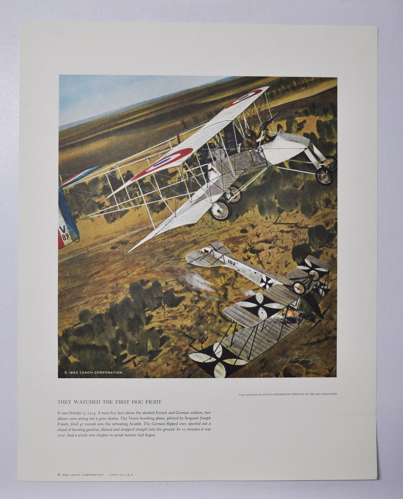 They Watched the First Dog Fight - Original Military Print / Litho 1960 ...