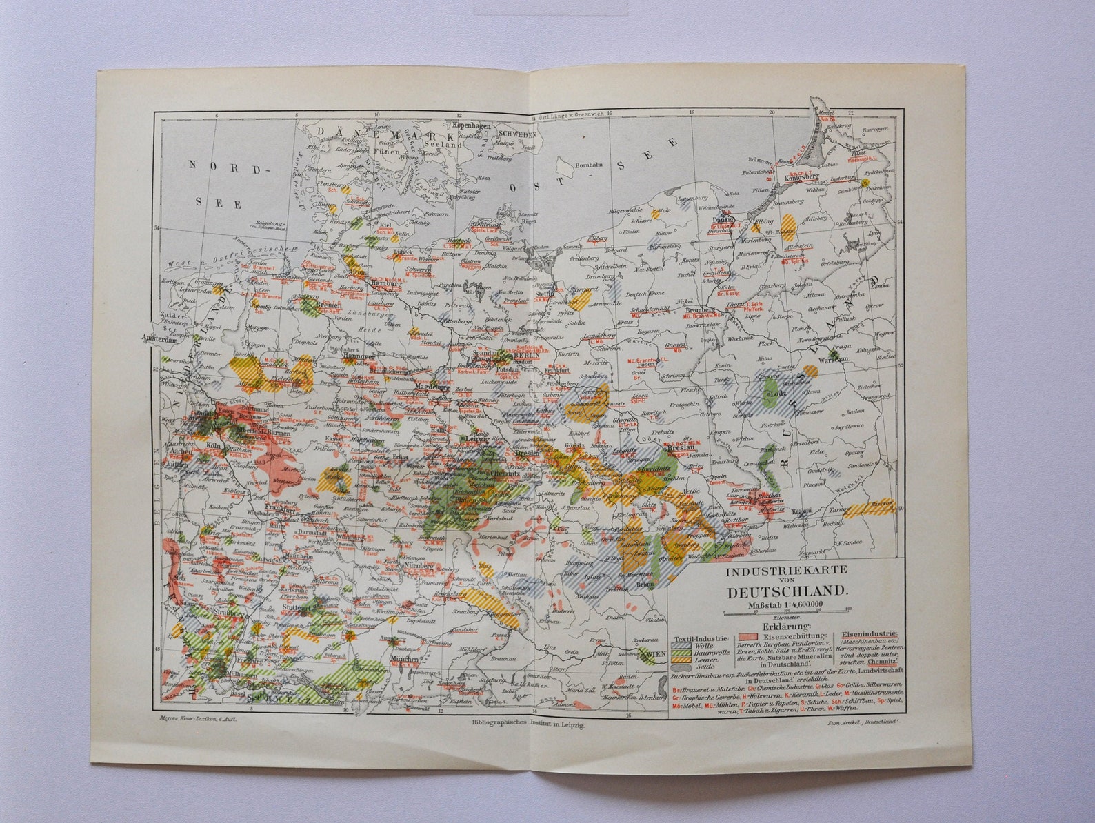 Industrial Map of Germany - Original Antique Map From 1902 (country ...