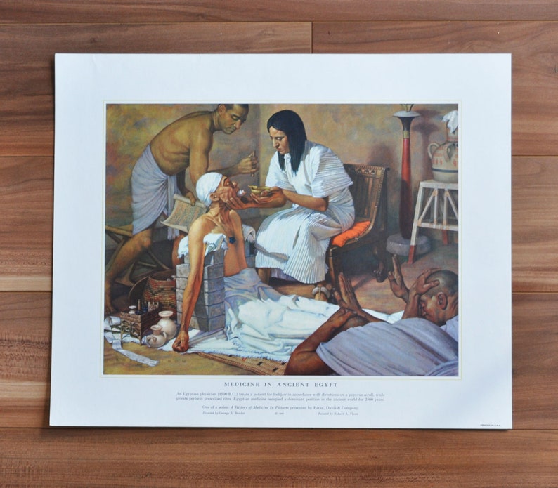 Medicine in Ancient Egypt - Print Original Be super welcome Medical Store 1960 Poster