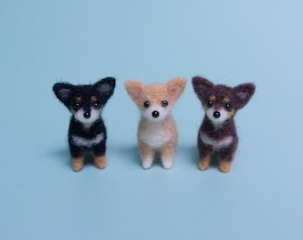 Tiny Needle Felted Chihuahua Dog Dollhouse Miniature Dog